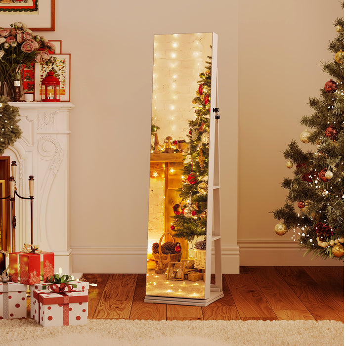 360° Swivel Jewelry Cabinet Full Length Mirror and Back Shelves-