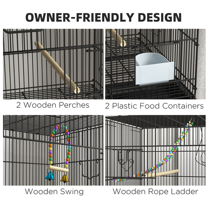 Rolling Double-stack Canary Cage - Wheeled Dual Compartment Aviary with Stand - Perfect for Canary Owners & Breeders