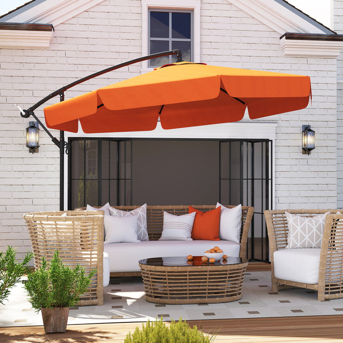 Outsunny 2.7m Garden Cantilever Banana Parasol - Orange