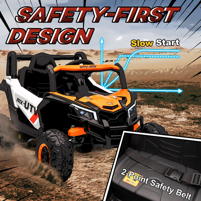 AIYAPLAY 12V Kids Ride On Car with Remote Control, Kids Electric Car with Suspension System, Music, for Ages 3-5 Years, Orange