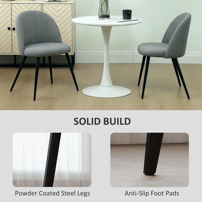 HOMCOM Velvet Dining Chairs Set of 2, Modern Upholstered Kitchen Chairs with Metal Legs, Shell Backrest and Padded Seat for Dining Room, Bedroom, Living Room, Vanity, Grey