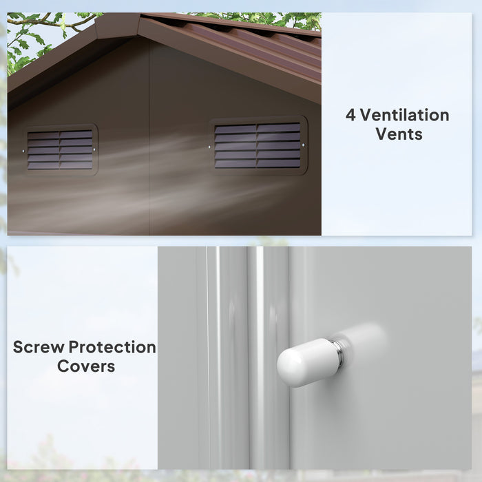 Outsunny Garden Storage Shed with Sliding Door - Brown Wood Effect