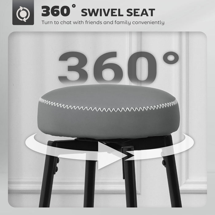 HOMCOM Set of Two Faux Leather Bar Stools - Grey/Black