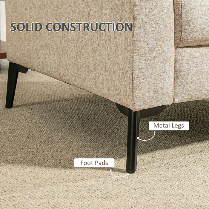 HOMCOM Modern Armchair, Linen Fabric Upholstered Accent Chair with Metal Legs, Wood Frame and Padded Cushion for Living Room Bedroom Office, Beige