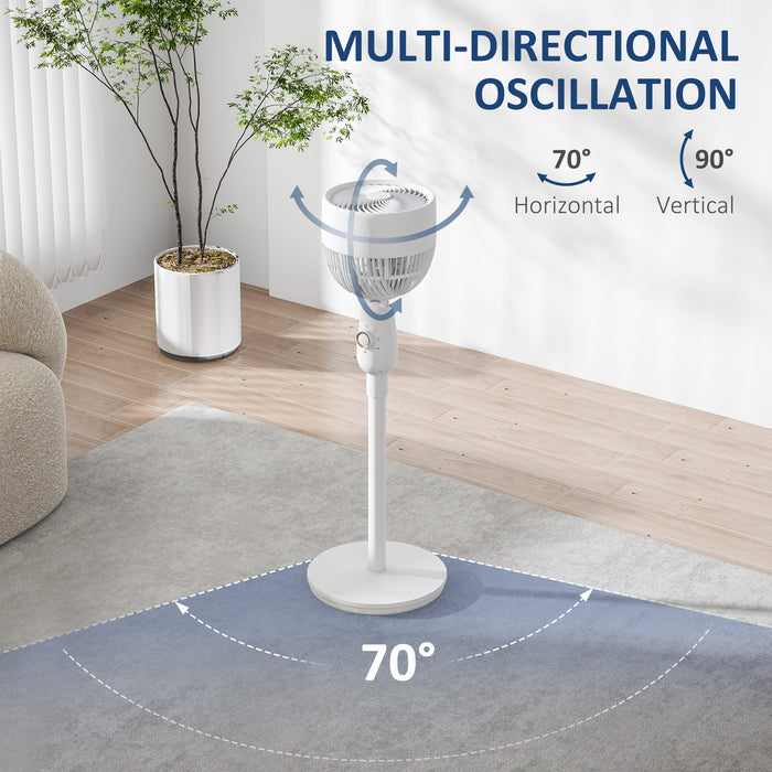 HOMCOM Pedestal Fan, Powerful Air Circulator, 12 Inch Floor Standing Fan with 3 Speed Settings, Oscillating Function for Bedroom, Home and Office, White