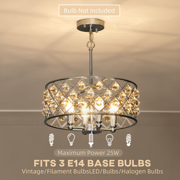 HOMCOM 51 Crystallite Four-Bulb Chandelier - Silver-Tone