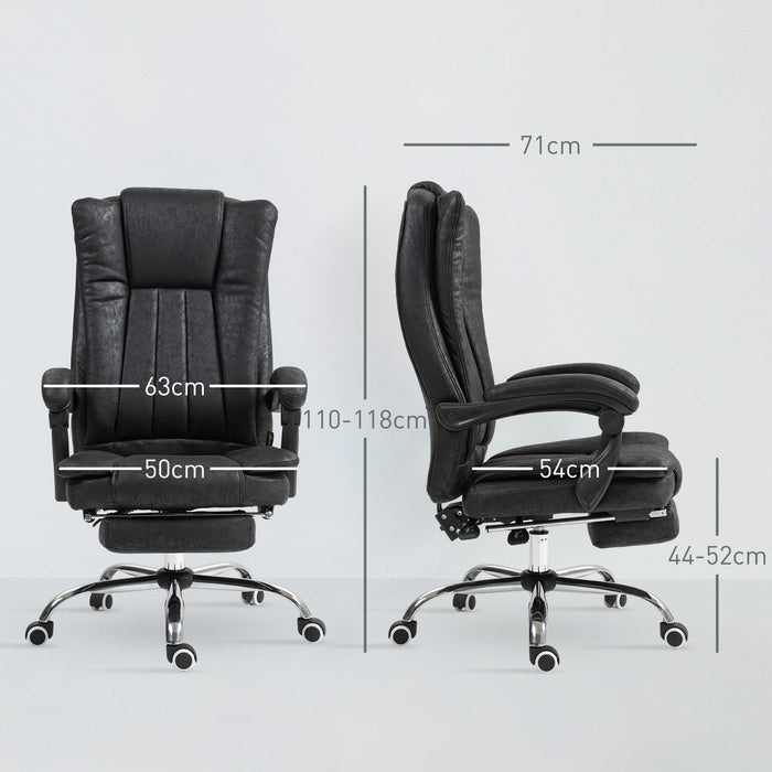 Ergonomic Microfiber Home Office Chair with Reclining Backrest - Armrests and Swivel Casters - Comfortable Desk Chair with Footrest for Long Working Hours
