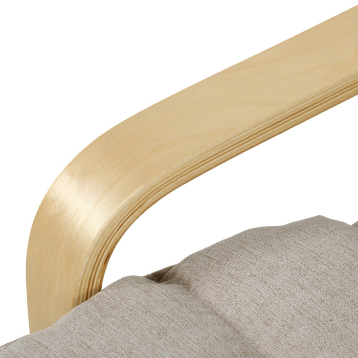 HOMCOM Curved Wooden Accent Chair, Armchair with Adjustable Footrest, Light Brown
