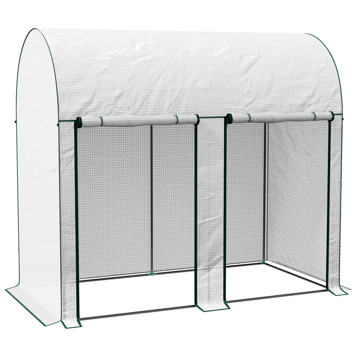 Outsunny Walk-In Greenhouse with Zipped Roll Up Doors, Small Greenhouse with Plastic Cover and Arched Top for Tomatos, Flowers, Vegetables and Herbs, 200 x 100 x 178cm, White