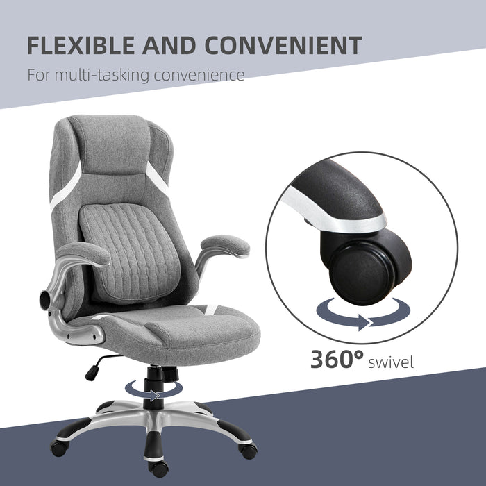 Linen-Style Ergonomic Chair with Height & Tension Adjustability - Sleek Grey Office Seating - Ideal for Comfortable and Productive Workstations