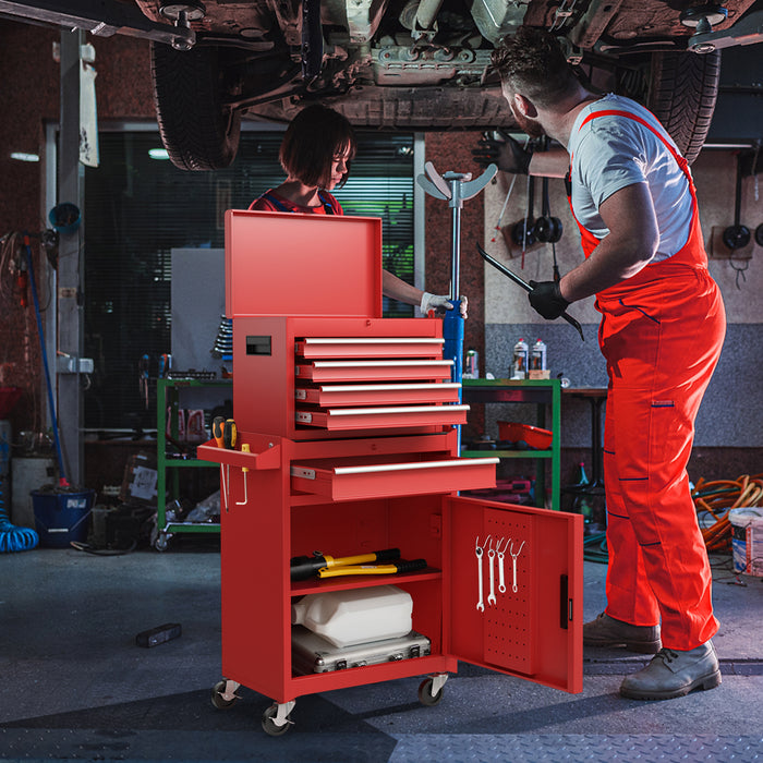 High Capacity Tool Storage Cabinet - Lockable Wheels, Ample Storage Space - Ideal for Craftsmen and Garage Workshops