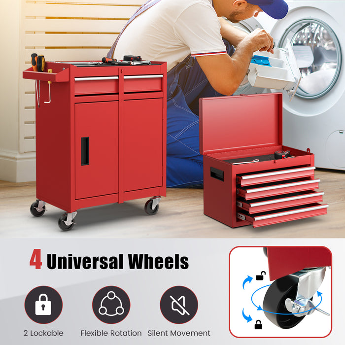 High Capacity Tool Storage Cabinet - Lockable Wheels, Ample Storage Space - Ideal for Craftsmen and Garage Workshops