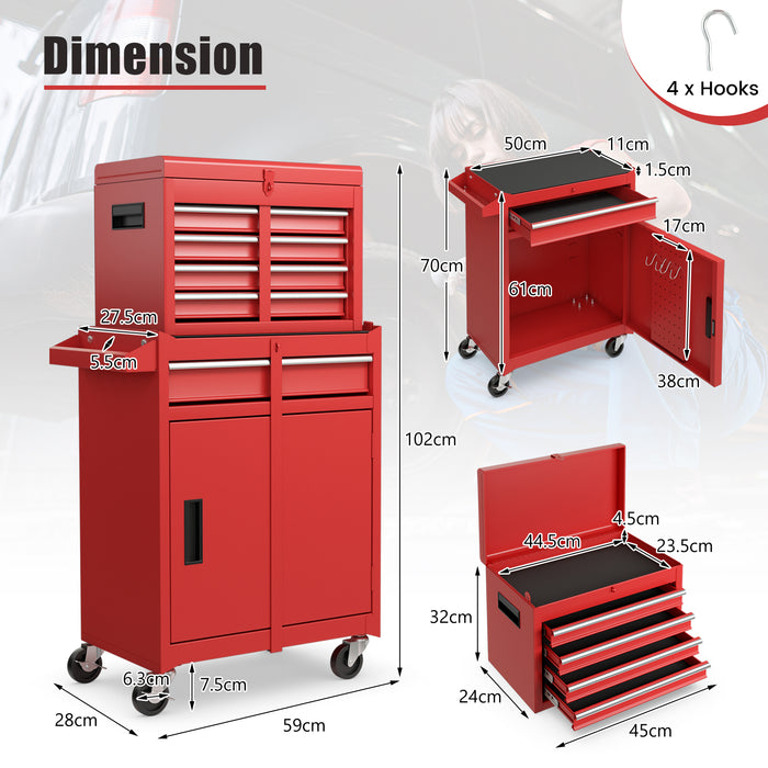 High Capacity Tool Storage Cabinet - Lockable Wheels, Ample Storage Space - Ideal for Craftsmen and Garage Workshops