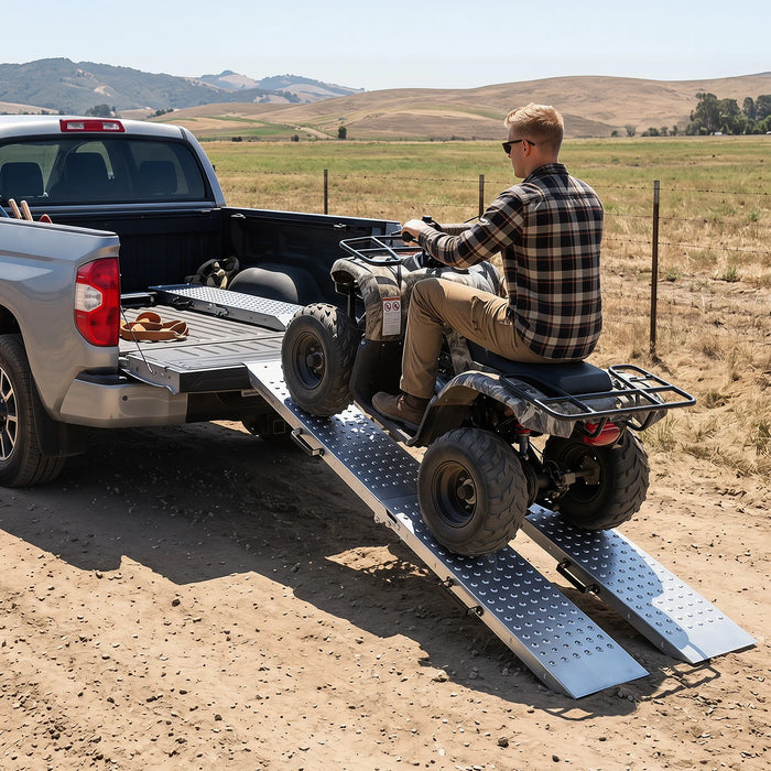 Folding Loading Ramps and 400 KG Capacity 2-Pack Multi-Use Ramps with Handles for Pickup Truck and Trailer-