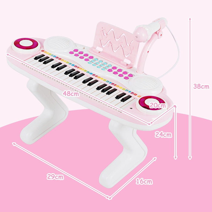 37-Key Kids Electronic Keyboard with Microphone and Rhythm Light-