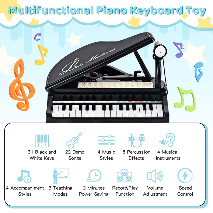 31 Keys Kids Portable Multifunctional Toy Piano with Microphone-