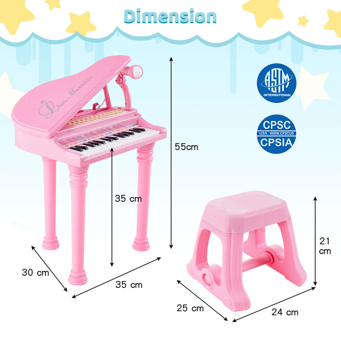 31 Keys Kids Portable Multifunctional Toy Piano with Microphone-