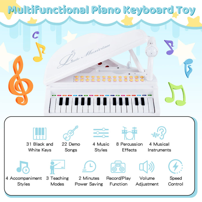 31 Keys Kids Portable Multifunctional Toy Piano with Microphone-