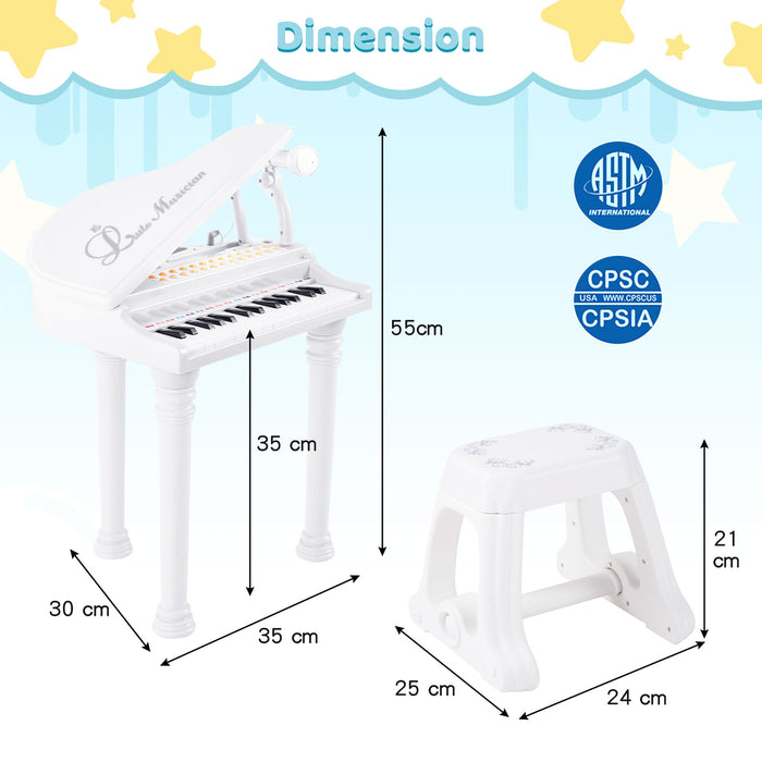 31 Keys Kids Portable Multifunctional Toy Piano with Microphone-
