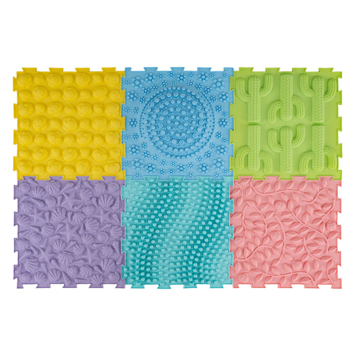 6 PCS Tactile Sensory Mats for Kids and Adults with Rich Colors and Embossed Nature Patterns-