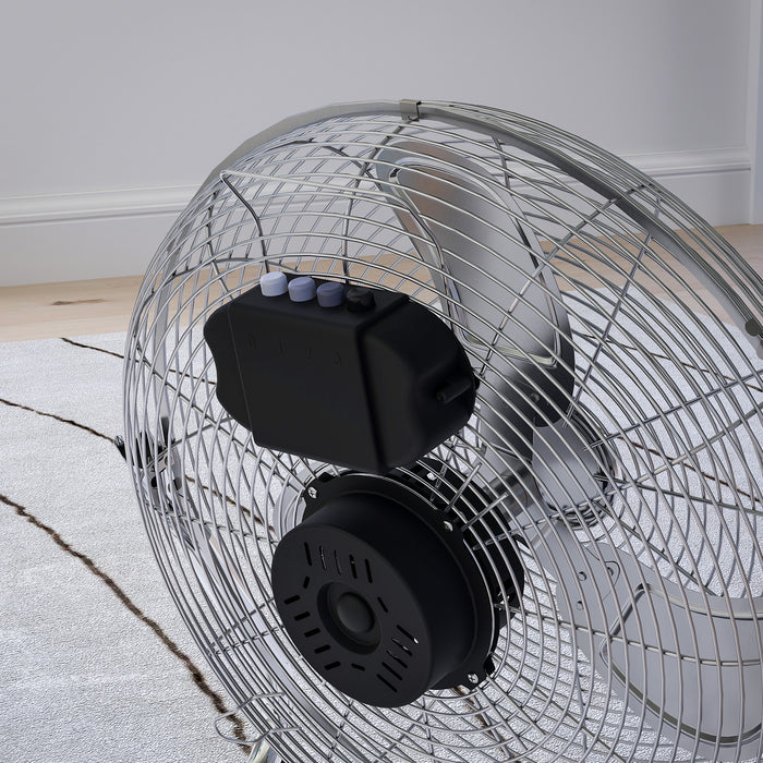 HOMCOM Metal Desk Fan with 3 Speeds & 120° Adjustable Tilt - Silver