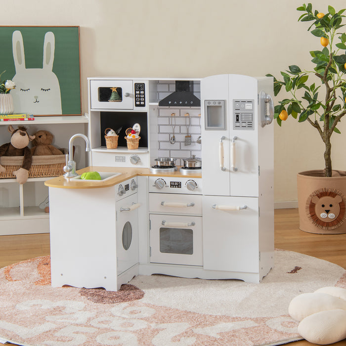Kid's Corner Kitchen Playset Wooden Play Kitchen with Stove-