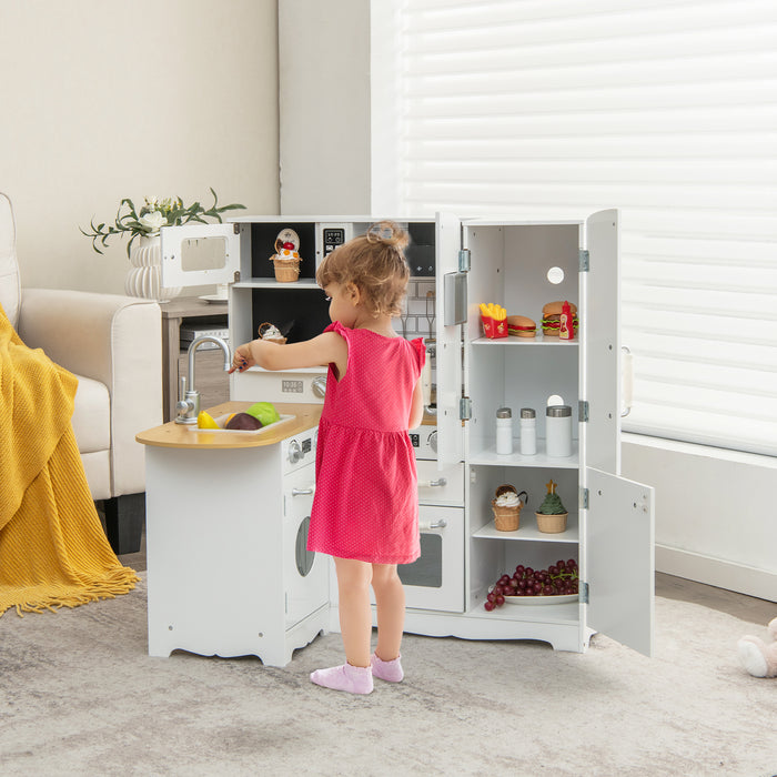 Kid's Corner Kitchen Playset Wooden Play Kitchen with Stove-