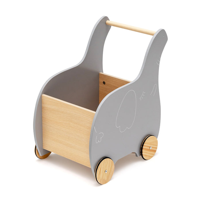 2-in-1 Wooden Baby Walker with Storage Chest and 4 Wheels-