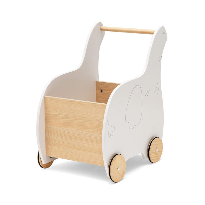 2-in-1 Wooden Baby Walker with Storage Chest and 4 Wheels-