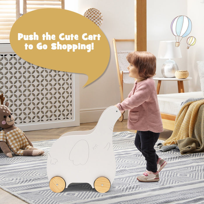 2-in-1 Wooden Baby Walker with Storage Chest and 4 Wheels-