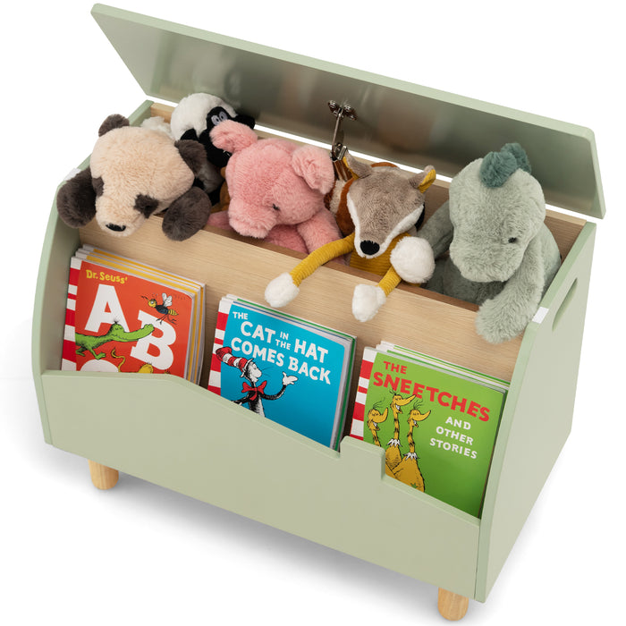 Kids Toy Box with Safety Hinge for Playroom-