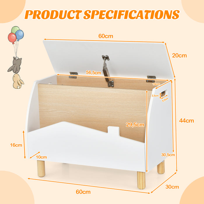 Kids Toy Box with Safety Hinge for Playroom-