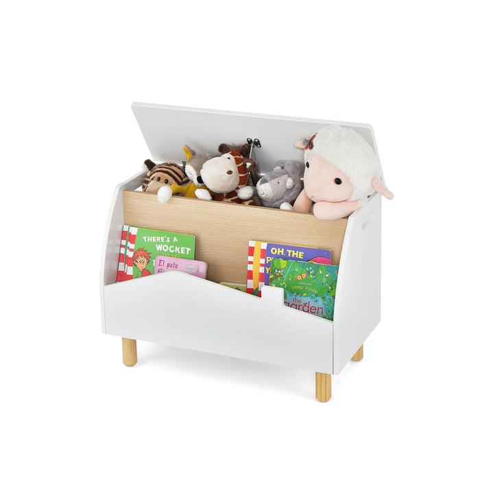 Kids Toy Box with Safety Hinge for Playroom-