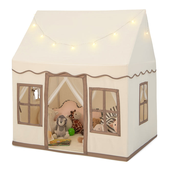 Kids Play Tent - Indoor Use with Star Lights, Brown Color - Perfect Gift for Boys and Girls