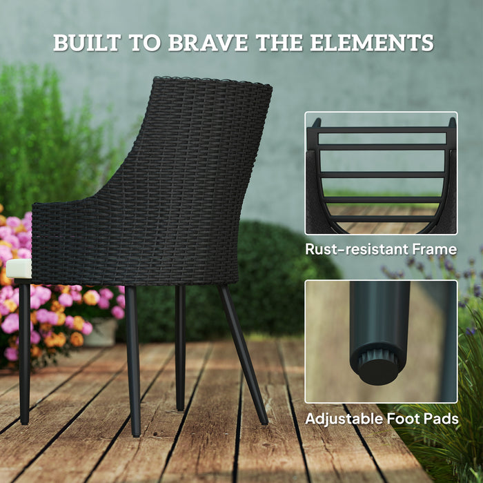 Outsunny 6 Seater Rattan Dining Set with Cushions, Garden Furniture Set with Armchairs, Rectangle Slatted Table Top, Steel Frame, Parasol Hole, Wicker Outdoor Furniture for Patio, Balcony, Cream White