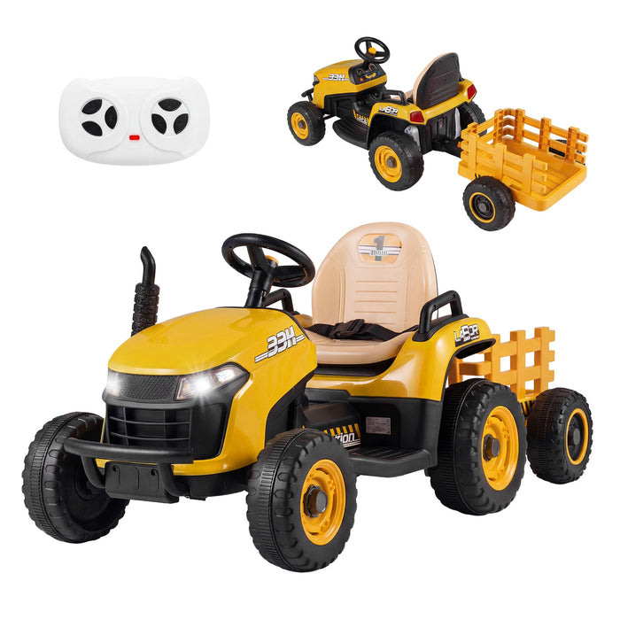 24V Ride on Tractor with Tiltable and Detachable Trailer Battery Powered Electric Tractor-