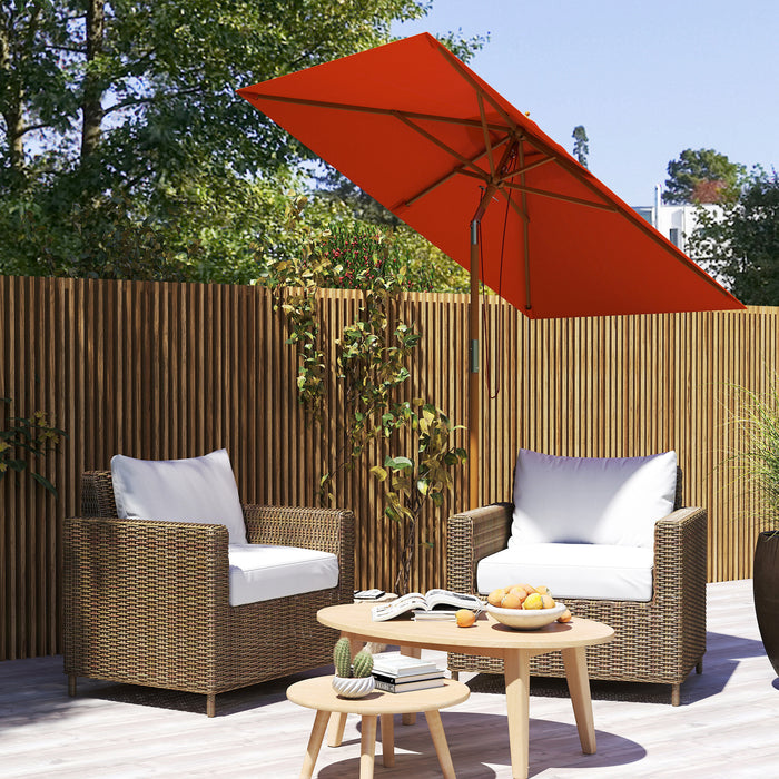 Outsunny Wooden Patio Umbrella - Orange