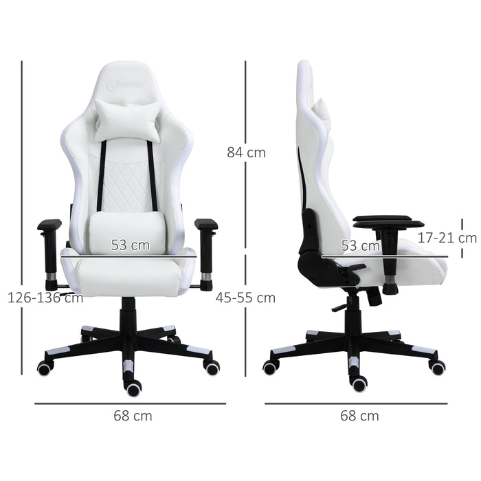 Ergonomic Racing Gaming Chair with RGB LED Illumination - 2D Adjustable Armrests, Lumbar Support, Swivel & Height Functions - Ideal for Home Office & Gamers
