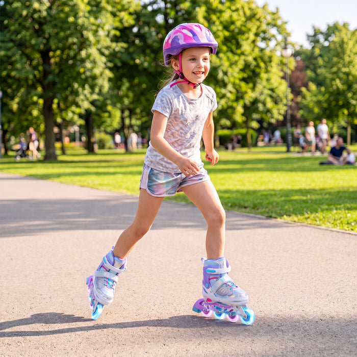Kids Inline Skates with Full Light Up PU Wheels Adjustable Length for Beginners-