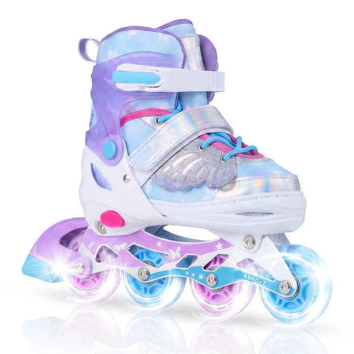 Kids Inline Skates with Full Light Up PU Wheels Adjustable Length for Beginners-