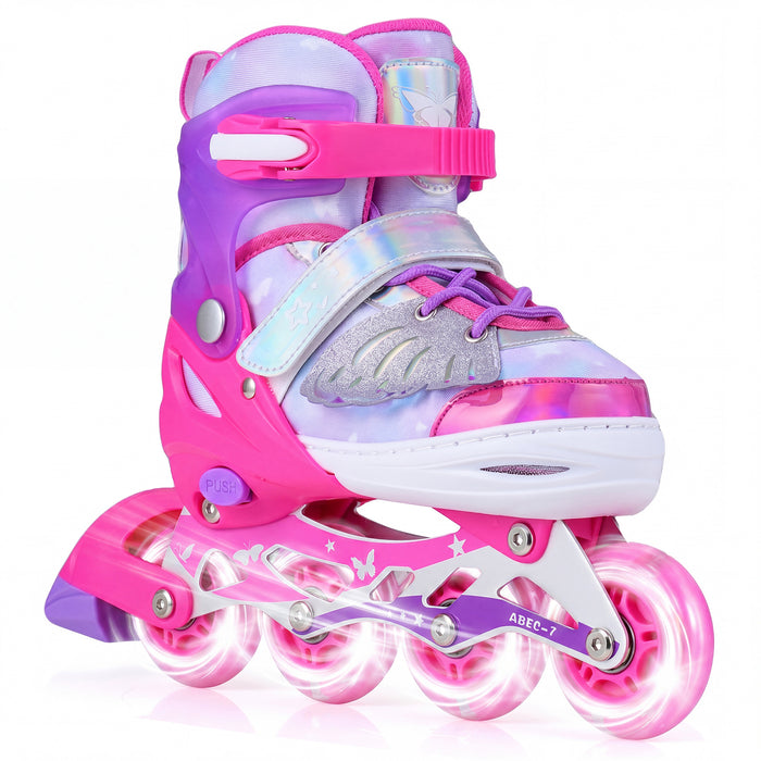 Kids Inline Skates with Full Light Up PU Wheels Adjustable Length for Beginners-