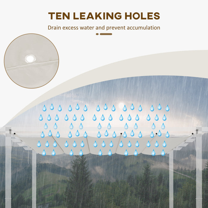 Outsunny Retractable Pergola Shade Cover, Replacement Canopy for 4 x 3 (m) Pergola, Retractable Roof, Cream White