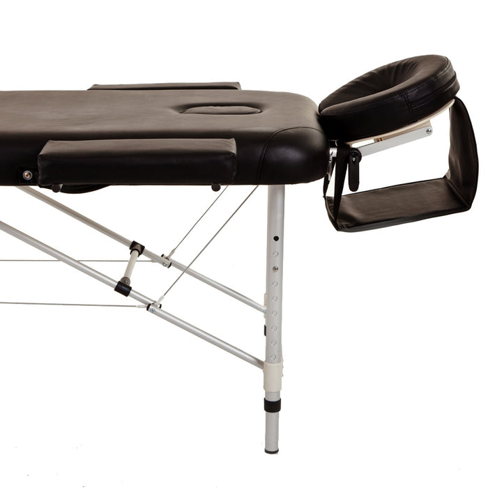 Aluminium Portable Massage Table - 3-Section Foldable Therapy Bed with Adjustable Headrest & Arm Sling - Ideal for Mobile Massage Therapists with Carrying Case Included