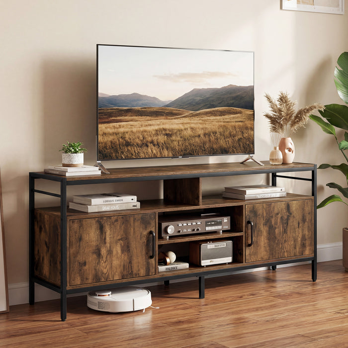 TV Stand for TVs up to 147 cm with 2 Storage Cabinets and 4 Open Shelves-