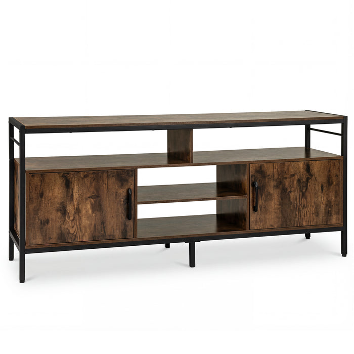 TV Stand for TVs up to 147 cm with 2 Storage Cabinets and 4 Open Shelves-