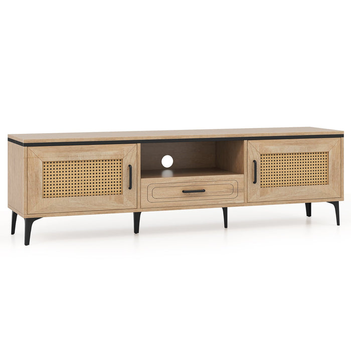 TV Stand with 2 Cabinets and Storage Drawer-