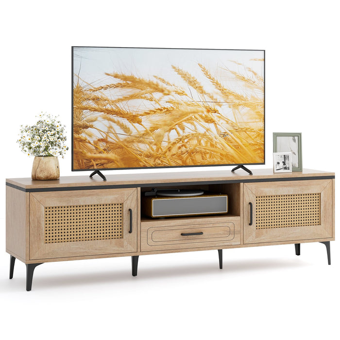 TV Stand with 2 Cabinets and Storage Drawer-