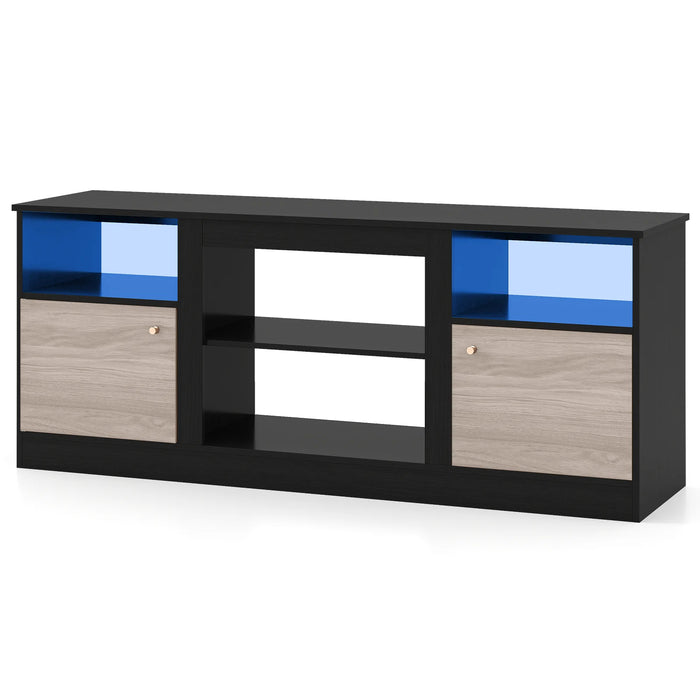 TV Stand with Adjustable Shelf and Open Compartment-