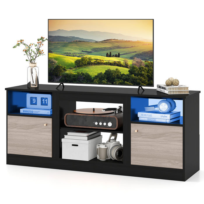 TV Stand with Adjustable Shelf and Open Compartment-