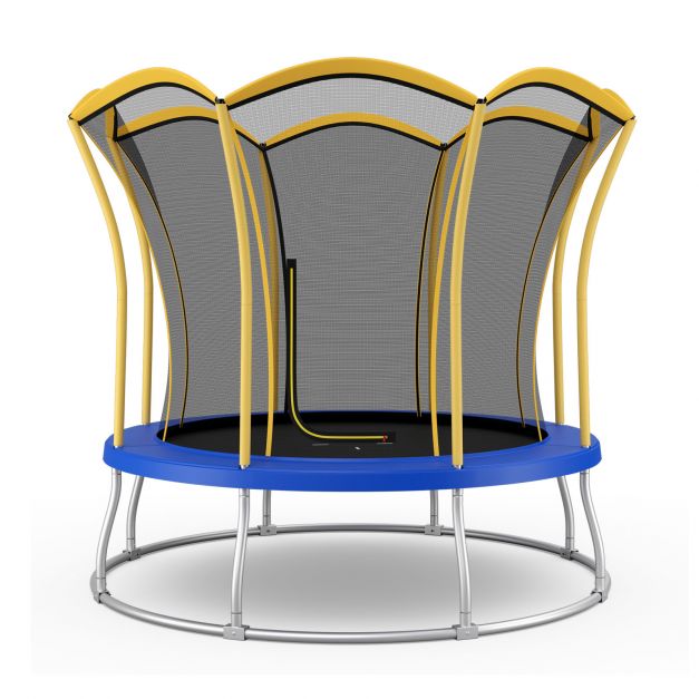 Flower Trampoline, 8 Feet - Outdoor Safe Bouncing, Yellow Netted Enclosure - Perfect for Children's Fun & Fitness Activities